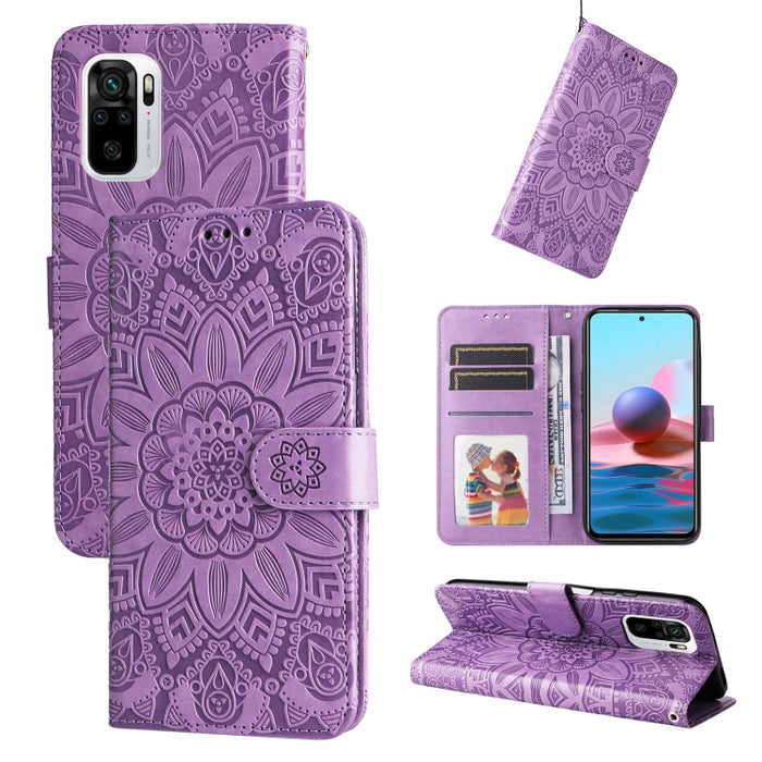 Estuche para teléfono de cuero con estampado de girasol en relieve, For Xiaomi Redmi 9A, For Xiaomi Redmi 9C / 10A, For Xiaomi Redmi 10C 4G, For Xiaomi Redmi K40 / K40 Pro / Xiaomi Poco F1, For Xiaomi Redmi K50 Gaming 5G, For Xiaomi Redmi Note 10 Pro 5...
