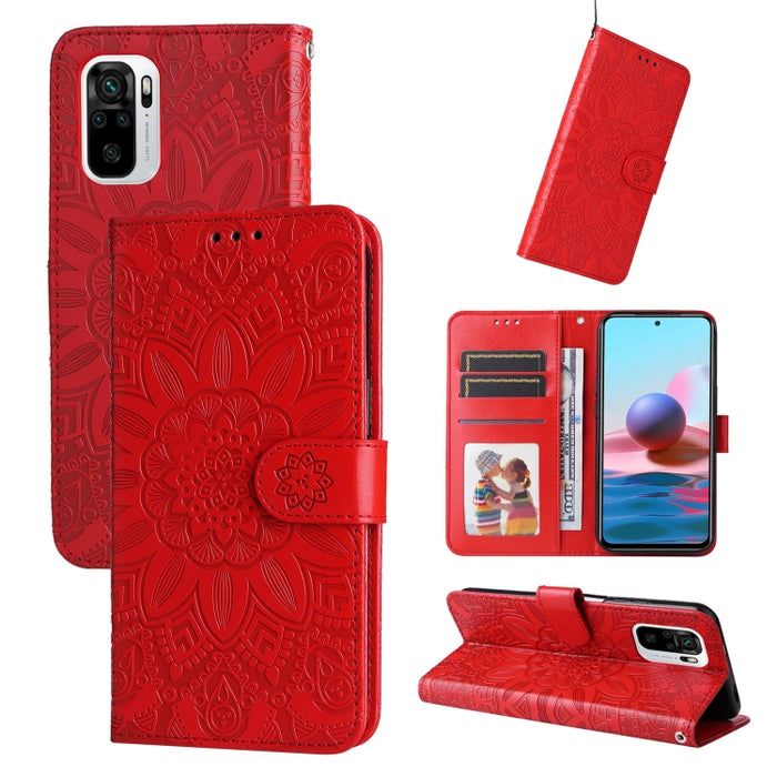 Estuche para teléfono de cuero con estampado de girasol en relieve, For Xiaomi Redmi 9A, For Xiaomi Redmi 9C / 10A, For Xiaomi Redmi 10C 4G, For Xiaomi Redmi K40 / K40 Pro / Xiaomi Poco F1, For Xiaomi Redmi K50 Gaming 5G, For Xiaomi Redmi Note 10 Pro 5...