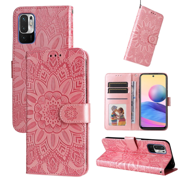Estuche para teléfono de cuero con estampado de girasol en relieve, For Xiaomi Redmi 9A, For Xiaomi Redmi 9C / 10A, For Xiaomi Redmi 10C 4G, For Xiaomi Redmi K40 / K40 Pro / Xiaomi Poco F1, For Xiaomi Redmi K50 Gaming 5G, For Xiaomi Redmi Note 10 Pro 5...