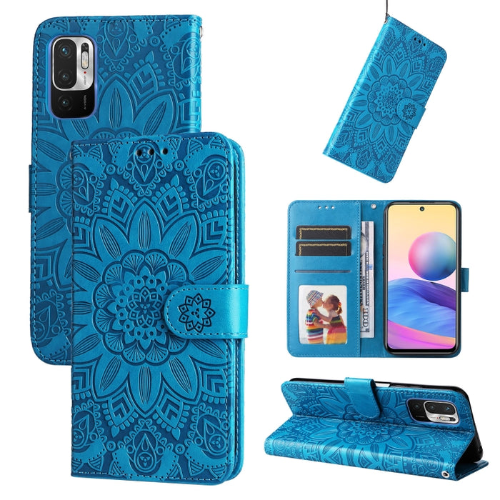 Estuche para teléfono de cuero con estampado de girasol en relieve, For Xiaomi Redmi 9A, For Xiaomi Redmi 9C / 10A, For Xiaomi Redmi 10C 4G, For Xiaomi Redmi K40 / K40 Pro / Xiaomi Poco F1, For Xiaomi Redmi K50 Gaming 5G, For Xiaomi Redmi Note 10 Pro 5...