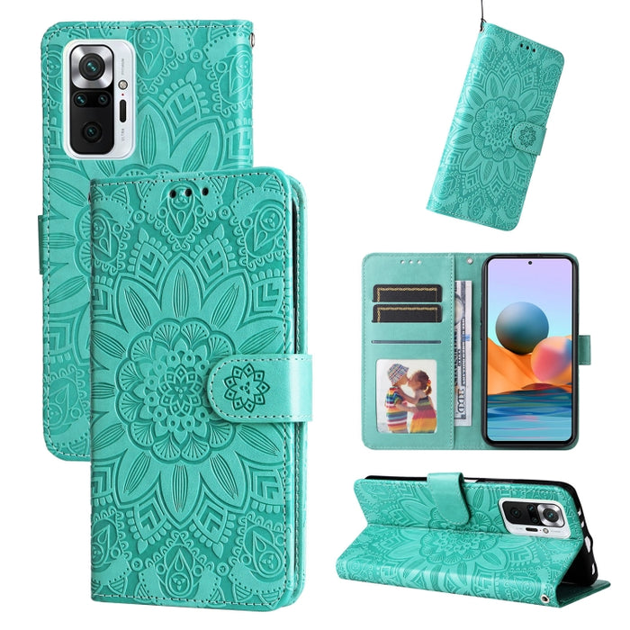 Estuche para teléfono de cuero con estampado de girasol en relieve, For Xiaomi Redmi 9A, For Xiaomi Redmi 9C / 10A, For Xiaomi Redmi 10C 4G, For Xiaomi Redmi K40 / K40 Pro / Xiaomi Poco F1, For Xiaomi Redmi K50 Gaming 5G, For Xiaomi Redmi Note 10 Pro 5...