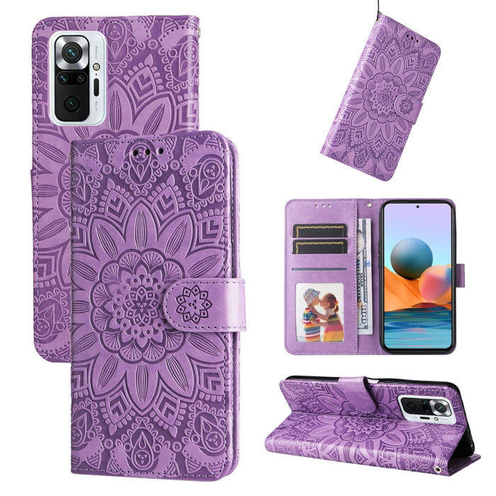 Estuche para teléfono de cuero con estampado de girasol en relieve, For Xiaomi Redmi 9A, For Xiaomi Redmi 9C / 10A, For Xiaomi Redmi 10C 4G, For Xiaomi Redmi K40 / K40 Pro / Xiaomi Poco F1, For Xiaomi Redmi K50 Gaming 5G, For Xiaomi Redmi Note 10 Pro 5...
