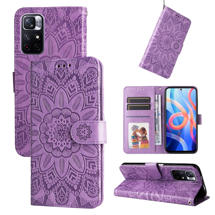 Estuche para teléfono de cuero con estampado de girasol en relieve, For Xiaomi Redmi 9A, For Xiaomi Redmi 9C / 10A, For Xiaomi Redmi 10C 4G, For Xiaomi Redmi K40 / K40 Pro / Xiaomi Poco F1, For Xiaomi Redmi K50 Gaming 5G, For Xiaomi Redmi Note 10 Pro 5...
