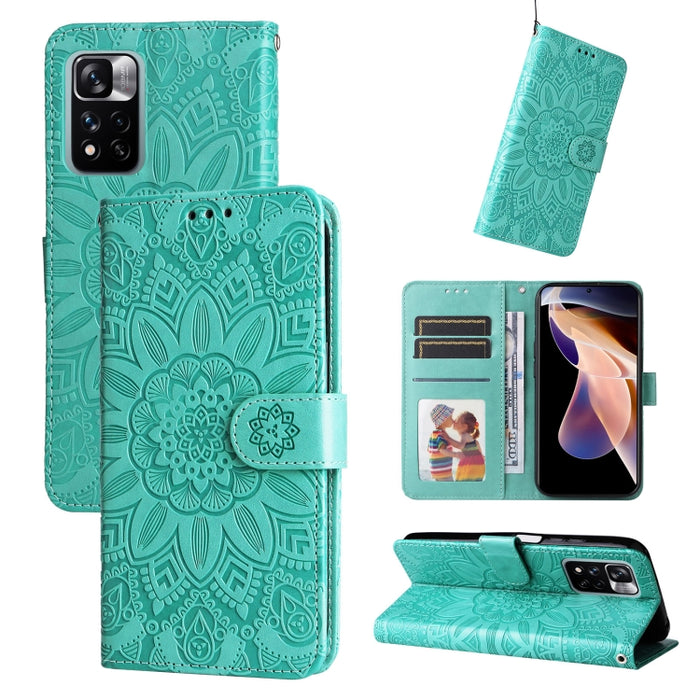 Estuche para teléfono de cuero con estampado de girasol en relieve, For Xiaomi Redmi 9A, For Xiaomi Redmi 9C / 10A, For Xiaomi Redmi 10C 4G, For Xiaomi Redmi K40 / K40 Pro / Xiaomi Poco F1, For Xiaomi Redmi K50 Gaming 5G, For Xiaomi Redmi Note 10 Pro 5...