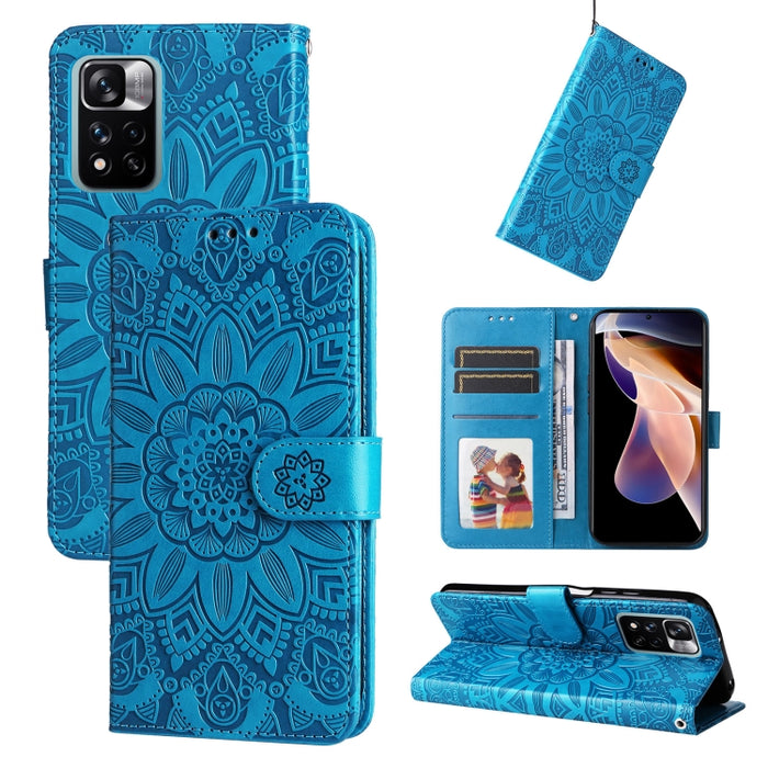 Estuche para teléfono de cuero con estampado de girasol en relieve, For Xiaomi Redmi 9A, For Xiaomi Redmi 9C / 10A, For Xiaomi Redmi 10C 4G, For Xiaomi Redmi K40 / K40 Pro / Xiaomi Poco F1, For Xiaomi Redmi K50 Gaming 5G, For Xiaomi Redmi Note 10 Pro 5...