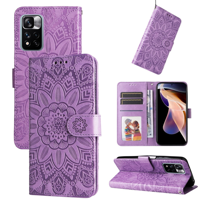 Estuche para teléfono de cuero con estampado de girasol en relieve, For Xiaomi Redmi 9A, For Xiaomi Redmi 9C / 10A, For Xiaomi Redmi 10C 4G, For Xiaomi Redmi K40 / K40 Pro / Xiaomi Poco F1, For Xiaomi Redmi K50 Gaming 5G, For Xiaomi Redmi Note 10 Pro 5...