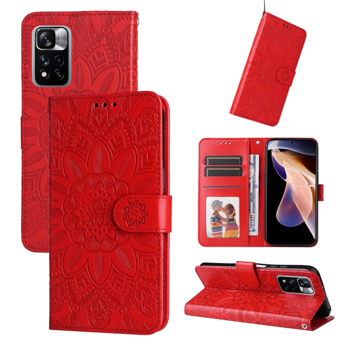 Estuche para teléfono de cuero con estampado de girasol en relieve, For Xiaomi Redmi 9A, For Xiaomi Redmi 9C / 10A, For Xiaomi Redmi 10C 4G, For Xiaomi Redmi K40 / K40 Pro / Xiaomi Poco F1, For Xiaomi Redmi K50 Gaming 5G, For Xiaomi Redmi Note 10 Pro 5...