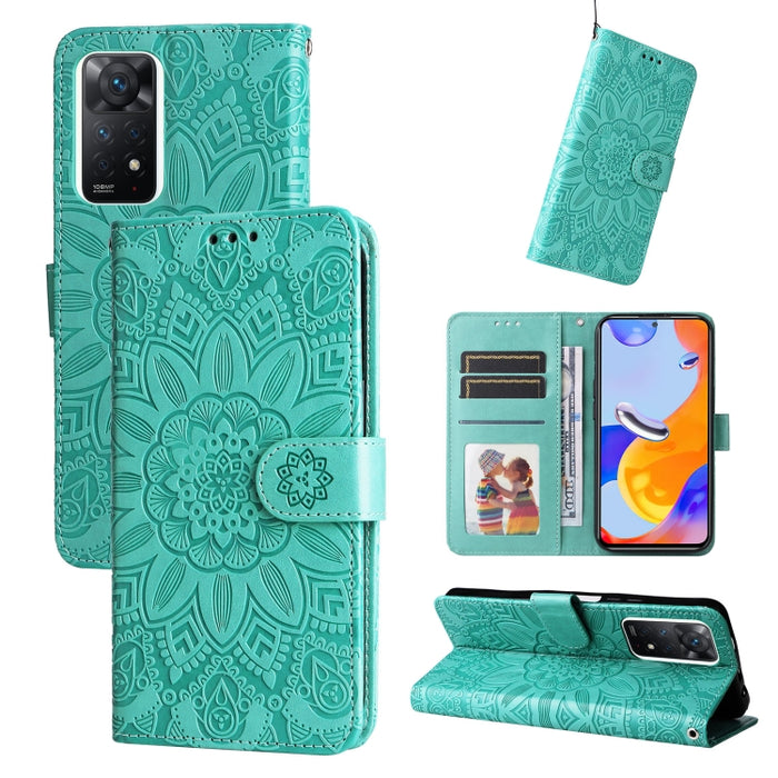 Estuche para teléfono de cuero con estampado de girasol en relieve, For Xiaomi Redmi 9A, For Xiaomi Redmi 9C / 10A, For Xiaomi Redmi 10C 4G, For Xiaomi Redmi K40 / K40 Pro / Xiaomi Poco F1, For Xiaomi Redmi K50 Gaming 5G, For Xiaomi Redmi Note 10 Pro 5...