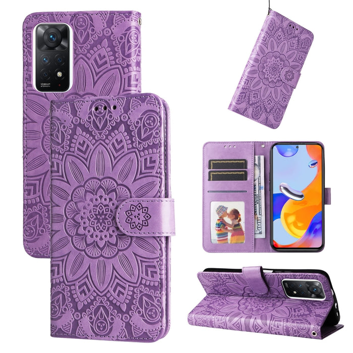 Estuche para teléfono de cuero con estampado de girasol en relieve, For Xiaomi Redmi 9A, For Xiaomi Redmi 9C / 10A, For Xiaomi Redmi 10C 4G, For Xiaomi Redmi K40 / K40 Pro / Xiaomi Poco F1, For Xiaomi Redmi K50 Gaming 5G, For Xiaomi Redmi Note 10 Pro 5...