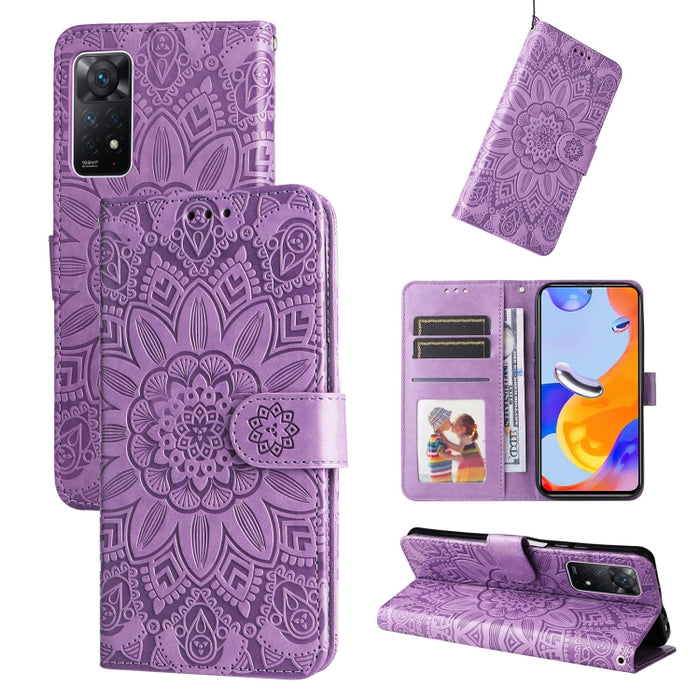Estuche para teléfono de cuero con estampado de girasol en relieve, For Xiaomi Redmi 9A, For Xiaomi Redmi 9C / 10A, For Xiaomi Redmi 10C 4G, For Xiaomi Redmi K40 / K40 Pro / Xiaomi Poco F1, For Xiaomi Redmi K50 Gaming 5G, For Xiaomi Redmi Note 10 Pro 5...