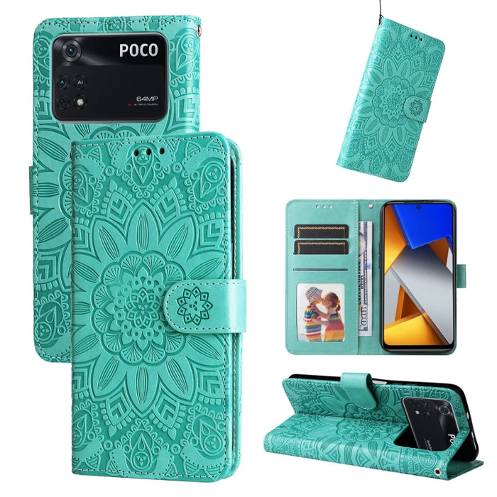 Estuche para teléfono de cuero con estampado de girasol en relieve, For Xiaomi Redmi 9A, For Xiaomi Redmi 9C / 10A, For Xiaomi Redmi 10C 4G, For Xiaomi Redmi K40 / K40 Pro / Xiaomi Poco F1, For Xiaomi Redmi K50 Gaming 5G, For Xiaomi Redmi Note 10 Pro 5...
