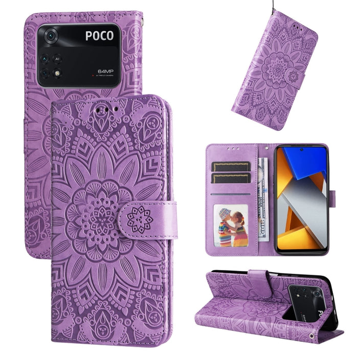 Estuche para teléfono de cuero con estampado de girasol en relieve, For Xiaomi Redmi 9A, For Xiaomi Redmi 9C / 10A, For Xiaomi Redmi 10C 4G, For Xiaomi Redmi K40 / K40 Pro / Xiaomi Poco F1, For Xiaomi Redmi K50 Gaming 5G, For Xiaomi Redmi Note 10 Pro 5...