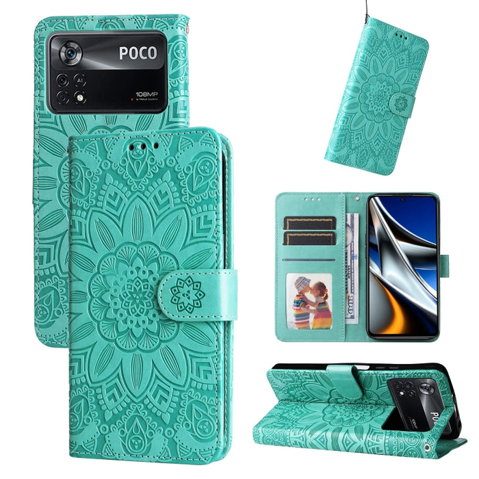 Estuche para teléfono de cuero con estampado de girasol en relieve, For Xiaomi Redmi 9A, For Xiaomi Redmi 9C / 10A, For Xiaomi Redmi 10C 4G, For Xiaomi Redmi K40 / K40 Pro / Xiaomi Poco F1, For Xiaomi Redmi K50 Gaming 5G, For Xiaomi Redmi Note 10 Pro 5...