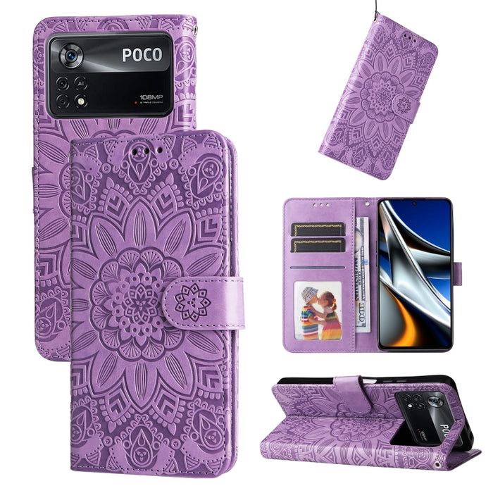 Estuche para teléfono de cuero con estampado de girasol en relieve, For Xiaomi Redmi 9A, For Xiaomi Redmi 9C / 10A, For Xiaomi Redmi 10C 4G, For Xiaomi Redmi K40 / K40 Pro / Xiaomi Poco F1, For Xiaomi Redmi K50 Gaming 5G, For Xiaomi Redmi Note 10 Pro 5...