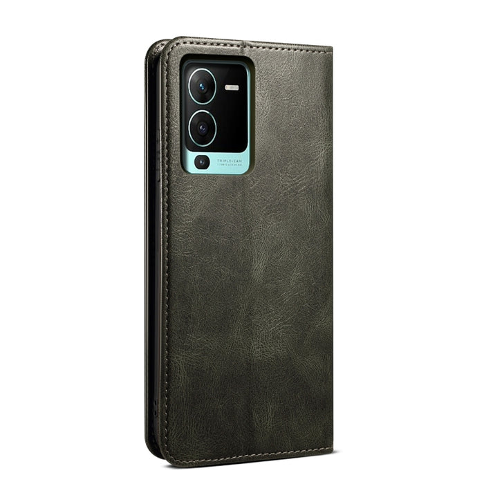 Caja de teléfono de cuero con textura de caballo loco de cera de aceite, For vivo S15 Pro, For vivo S15, For Huawei Nova 10 4G, For Xiaomi Poco C40 Global, For Xiaomi 12S Ultra, For Xiaomi M4 5G