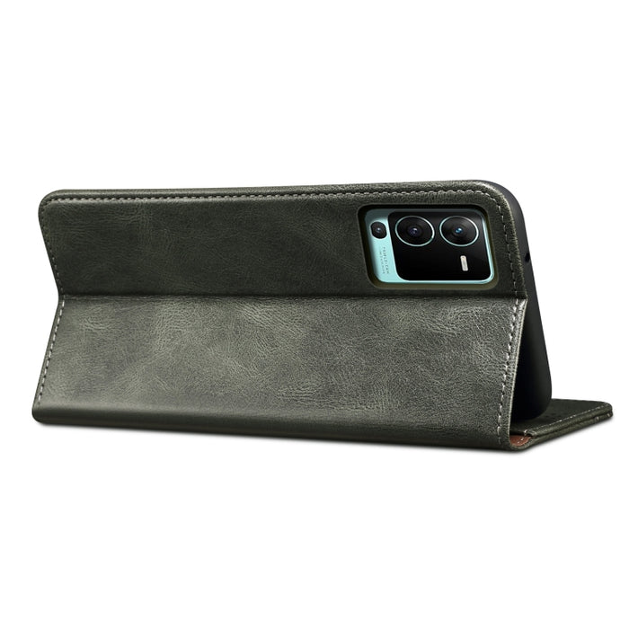 Caja de teléfono de cuero con textura de caballo loco de cera de aceite, For vivo S15 Pro, For vivo S15, For Huawei Nova 10 4G, For Xiaomi Poco C40 Global, For Xiaomi 12S Ultra, For Xiaomi M4 5G