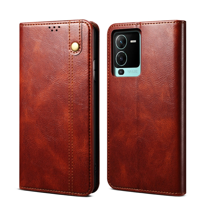 Caja de teléfono de cuero con textura de caballo loco de cera de aceite, For vivo S15 Pro, For vivo S15, For Huawei Nova 10 4G, For Xiaomi Poco C40 Global, For Xiaomi 12S Ultra, For Xiaomi M4 5G