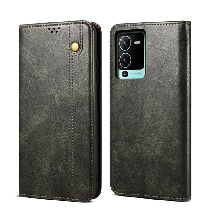 Caja de teléfono de cuero con textura de caballo loco de cera de aceite, For vivo S15 Pro, For vivo S15, For Huawei Nova 10 4G, For Xiaomi Poco C40 Global, For Xiaomi 12S Ultra, For Xiaomi M4 5G