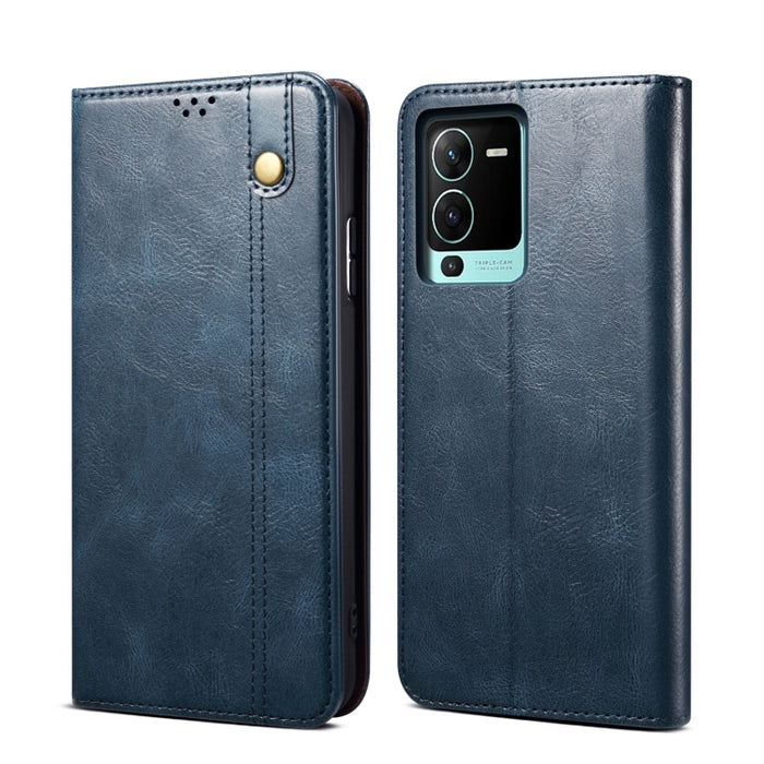 Caja de teléfono de cuero con textura de caballo loco de cera de aceite, For vivo S15 Pro, For vivo S15, For Huawei Nova 10 4G, For Xiaomi Poco C40 Global, For Xiaomi 12S Ultra, For Xiaomi M4 5G