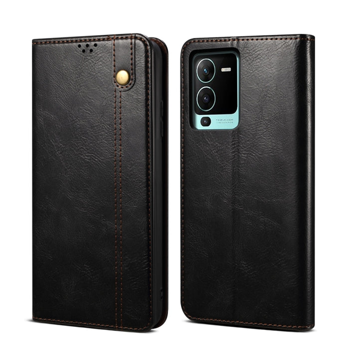 Caja de teléfono de cuero con textura de caballo loco de cera de aceite, For vivo S15 Pro, For vivo S15, For Huawei Nova 10 4G, For Xiaomi Poco C40 Global, For Xiaomi 12S Ultra, For Xiaomi M4 5G