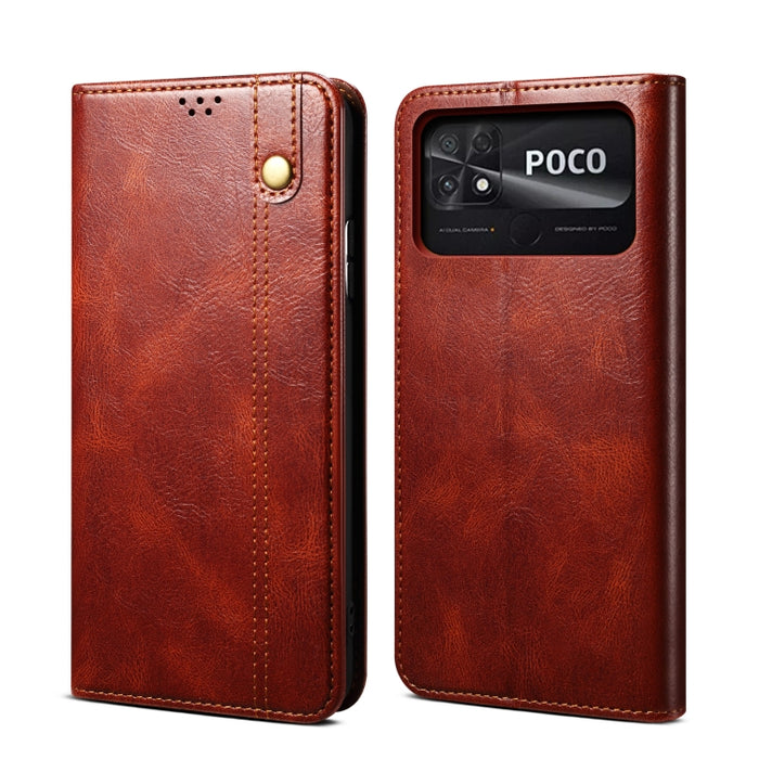 Caja de teléfono de cuero con textura de caballo loco de cera de aceite, For vivo S15 Pro, For vivo S15, For Huawei Nova 10 4G, For Xiaomi Poco C40 Global, For Xiaomi 12S Ultra, For Xiaomi M4 5G