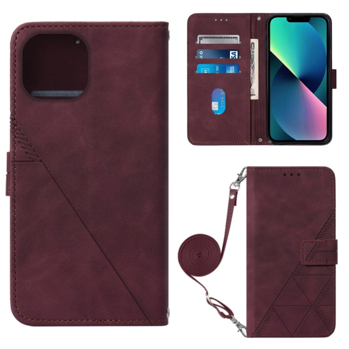 Estuche para teléfono de cuero con tapa en relieve 3D Crossbody, For iPhone 14, For iPhone 14 Plus, For iPhone 14 Pro, For iPhone 14 Pro Max