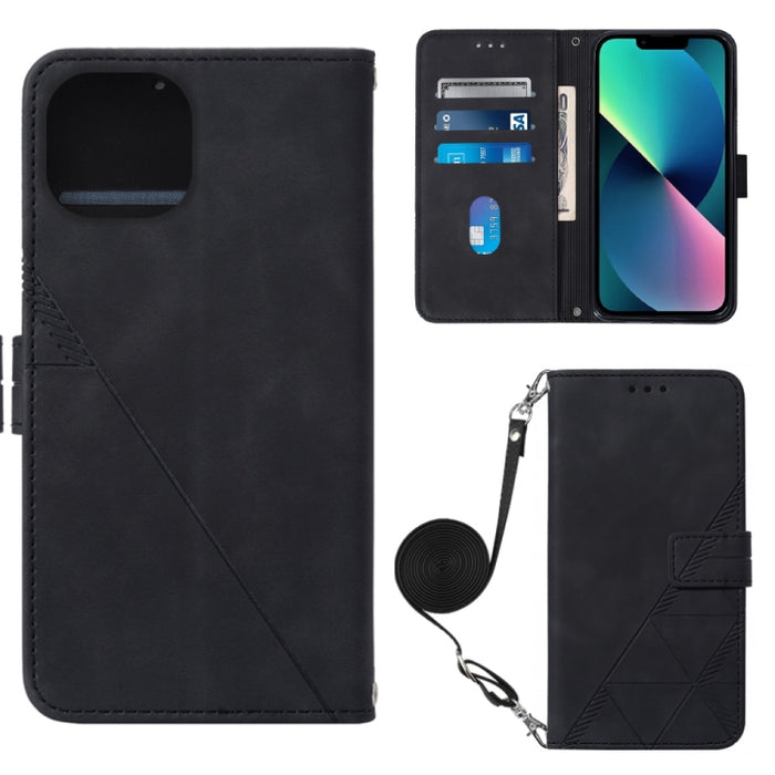 Estuche para teléfono de cuero con tapa en relieve 3D Crossbody, For iPhone 14, For iPhone 14 Plus, For iPhone 14 Pro, For iPhone 14 Pro Max