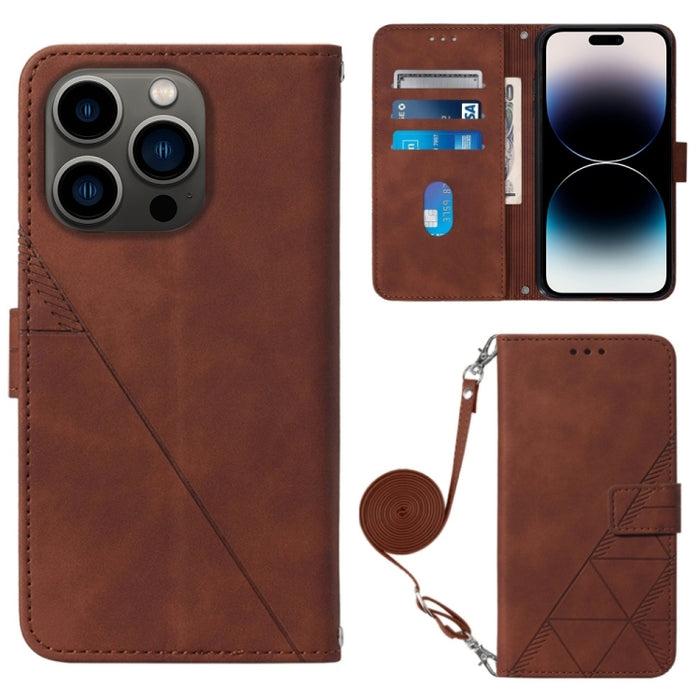 Estuche para teléfono de cuero con tapa en relieve 3D Crossbody, For iPhone 14, For iPhone 14 Plus, For iPhone 14 Pro, For iPhone 14 Pro Max