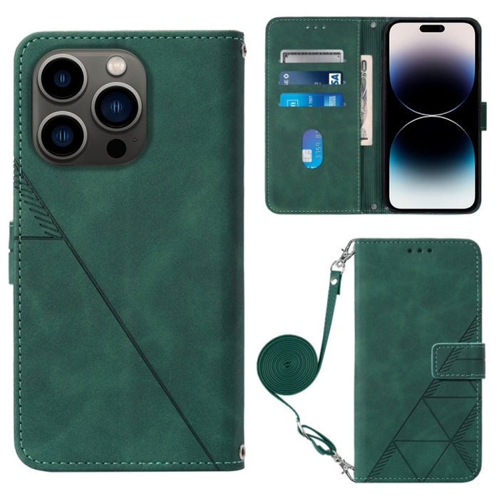 Estuche para teléfono de cuero con tapa en relieve 3D Crossbody, For iPhone 14, For iPhone 14 Plus, For iPhone 14 Pro, For iPhone 14 Pro Max