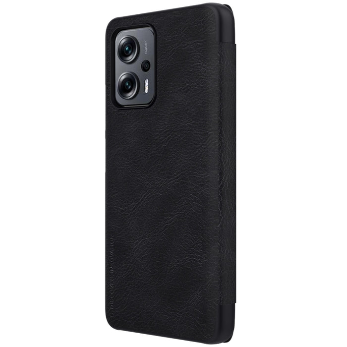 Estuche para teléfono de cuero con textura de caballo loco de la serie QIN de NILLKIN, For Xiaomi Redmi Note 11T Pro/11T Pro+ 5G/Poco X4 GT 5G