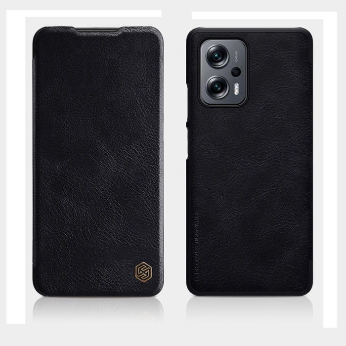 Estuche para teléfono de cuero con textura de caballo loco de la serie QIN de NILLKIN, For Xiaomi Redmi Note 11T Pro/11T Pro+ 5G/Poco X4 GT 5G