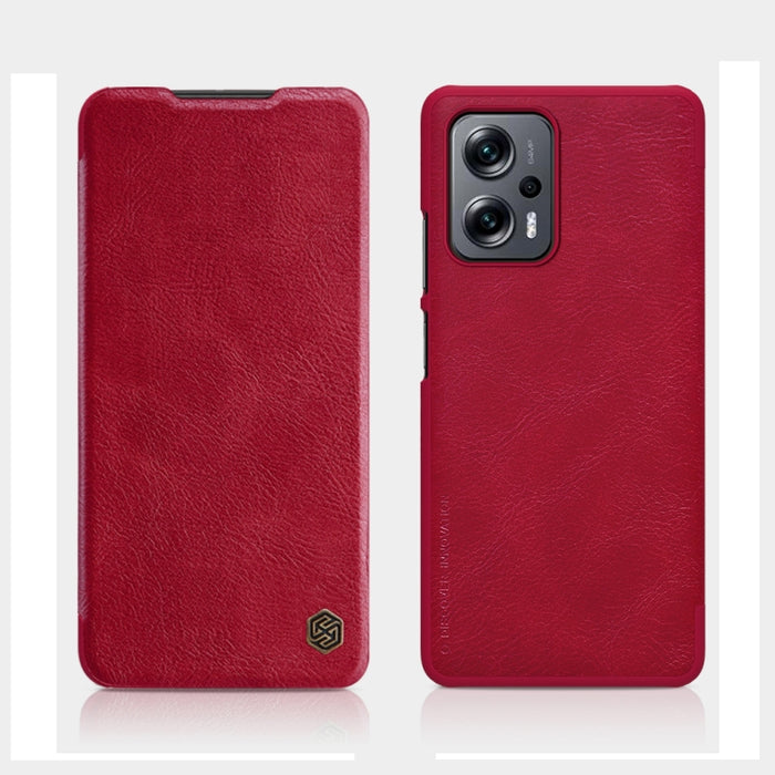 Estuche para teléfono de cuero con textura de caballo loco de la serie QIN de NILLKIN, For Xiaomi Redmi Note 11T Pro/11T Pro+ 5G/Poco X4 GT 5G