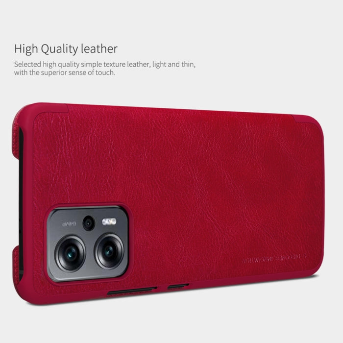 Estuche para teléfono de cuero con textura de caballo loco de la serie QIN de NILLKIN, For Xiaomi Redmi Note 11T Pro/11T Pro+ 5G/Poco X4 GT 5G