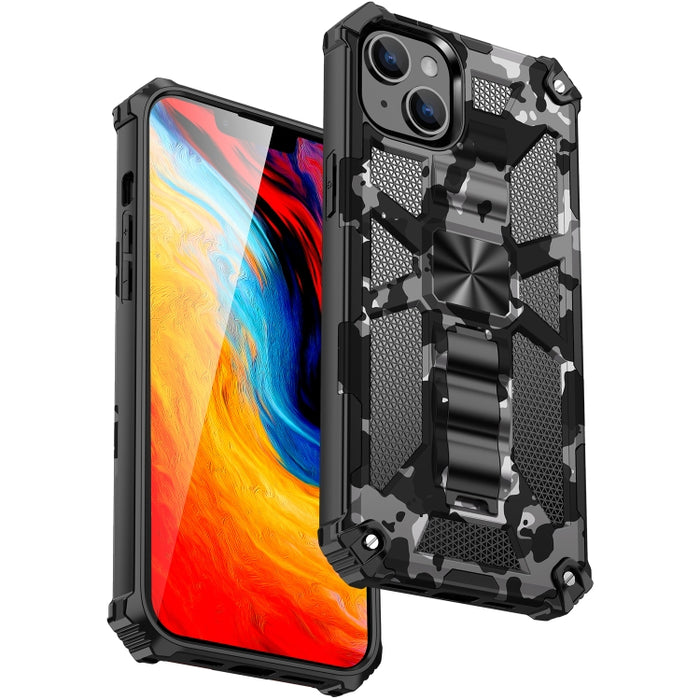 Camuflaje Armadura a prueba de golpes TPU + PC Funda magnética para teléfono