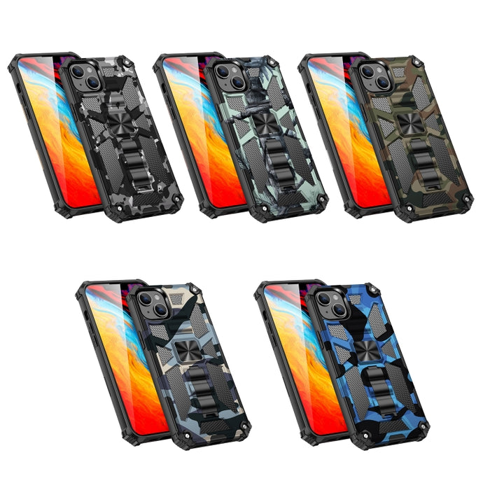Camuflaje Armadura a prueba de golpes TPU + PC Funda magnética para teléfono