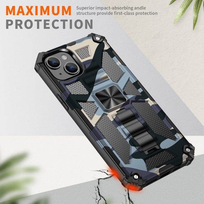 Camuflaje Armadura a prueba de golpes TPU + PC Funda magnética para teléfono
