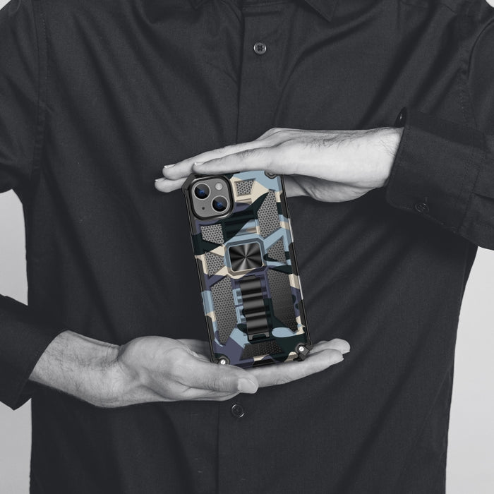 Camuflaje Armadura a prueba de golpes TPU + PC Funda magnética para teléfono