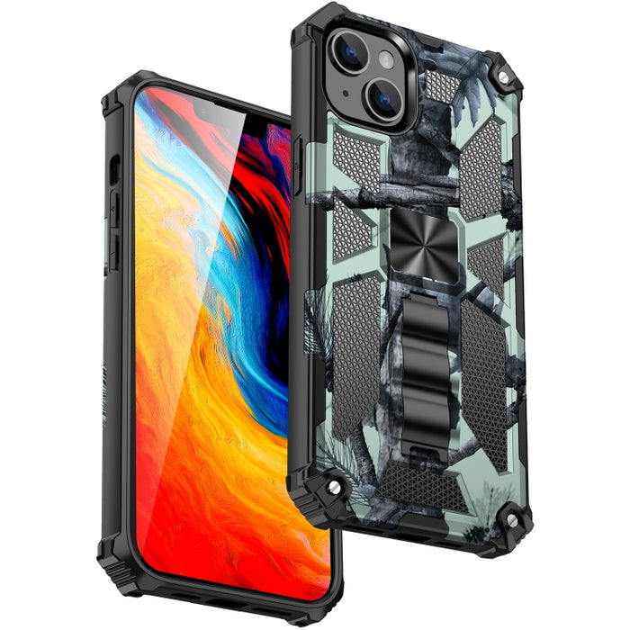 Camuflaje Armadura a prueba de golpes TPU + PC Funda magnética para teléfono