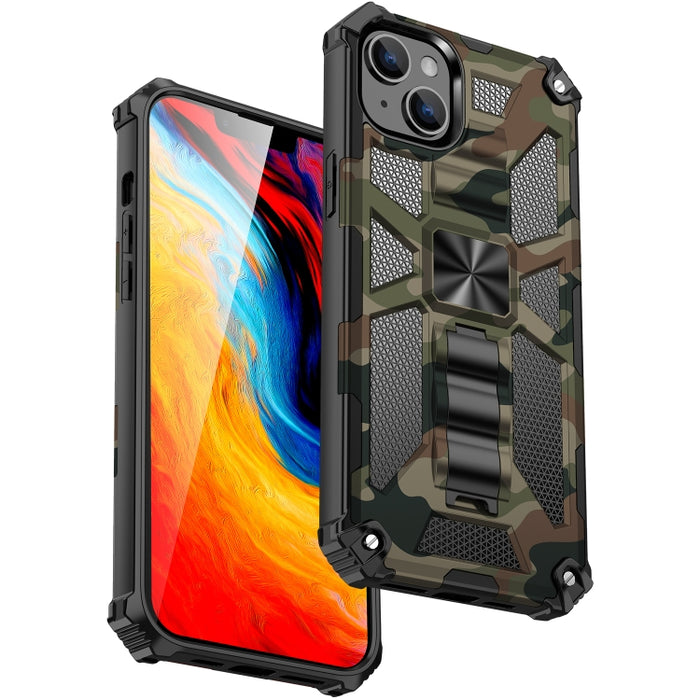 Camuflaje Armadura a prueba de golpes TPU + PC Funda magnética para teléfono