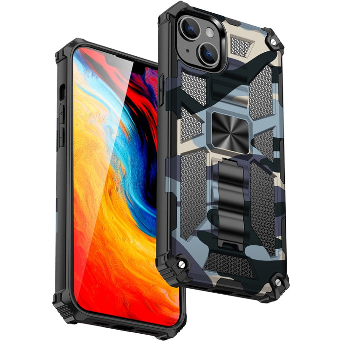 Camuflaje Armadura a prueba de golpes TPU + PC Funda magnética para teléfono
