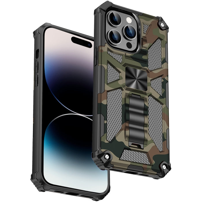 Camuflaje Armadura a prueba de golpes TPU + PC Funda magnética para teléfono