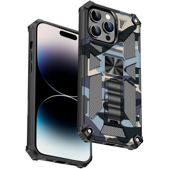 Camuflaje Armadura a prueba de golpes TPU + PC Funda magnética para teléfono