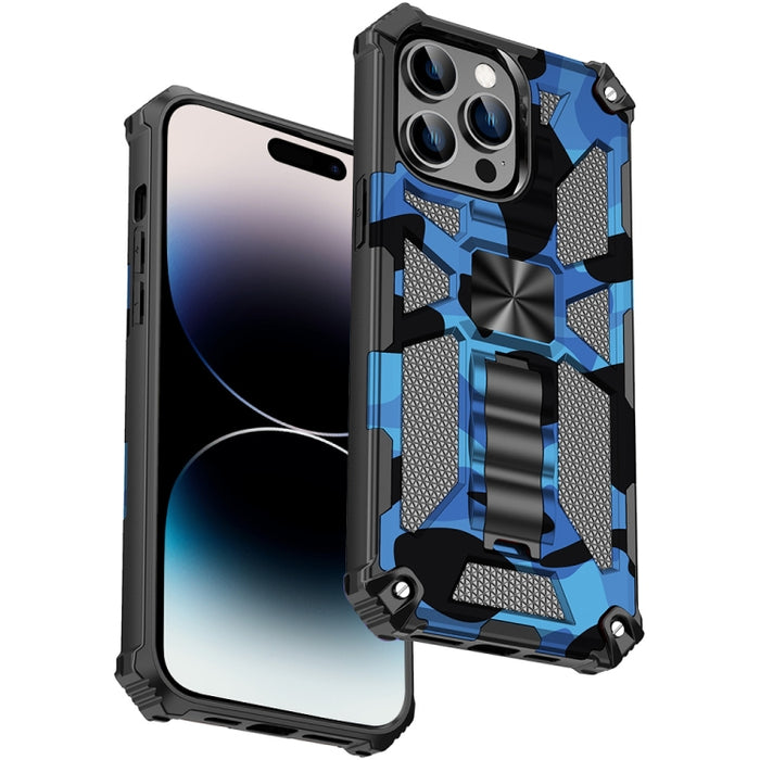Camuflaje Armadura a prueba de golpes TPU + PC Funda magnética para teléfono