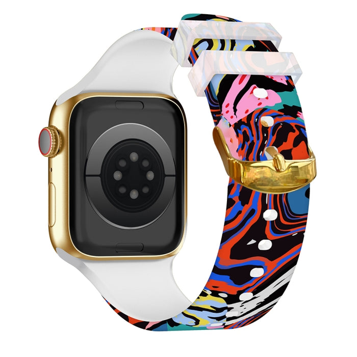 Banda de reloj de impresión en color con hebilla cuadrada para Apple Watch Series