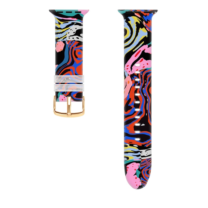 Banda de reloj de impresión en color con hebilla cuadrada para Apple Watch Series