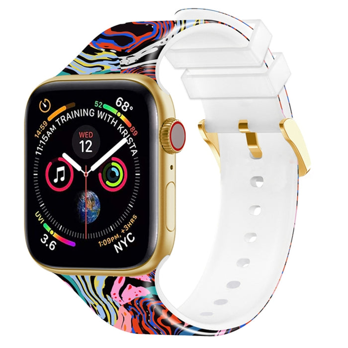 Banda de reloj de impresión en color con hebilla cuadrada para Apple Watch Series