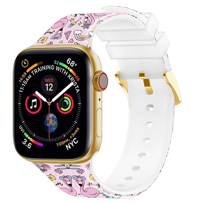 Banda de reloj de impresión en color con hebilla cuadrada para Apple Watch Series