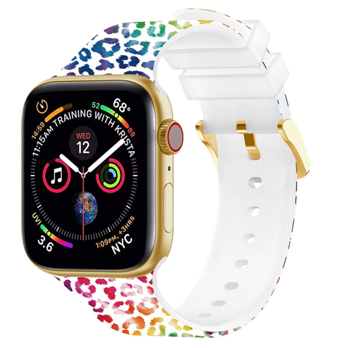 Banda de reloj de impresión en color con hebilla cuadrada para Apple Watch Series