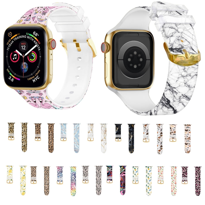 Banda de reloj de impresión en color con hebilla cuadrada para Apple Watch Series