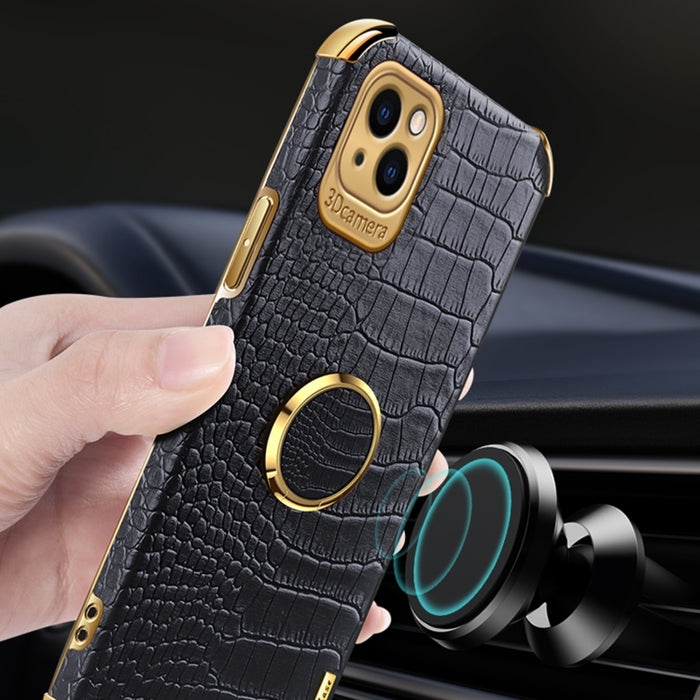 Estuche para teléfono con textura de cocodrilo galvanoplastia 6D con soporte
